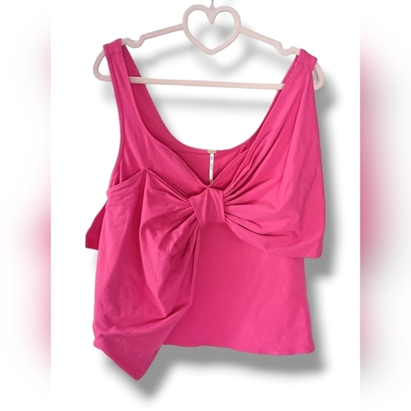 NWOT Free People Sleeveless Bow Tank Top In Pink Size Medium - Picture 3 of 6